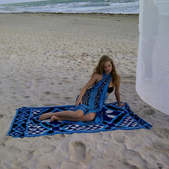 NEW Theodora Callum Linen Sarong Wrap Tie Blanket Scarf Dress Coverup Printed - Picture 17 of 17